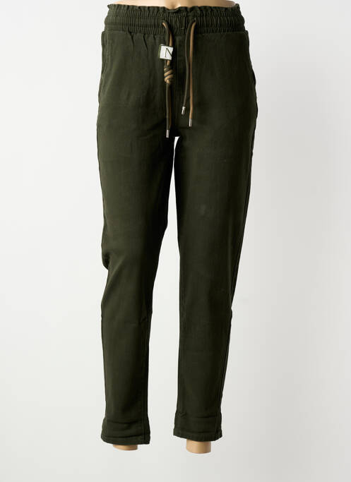 Pantalon 7/8 elasticitate mărime normală verde NINA CARTER femme