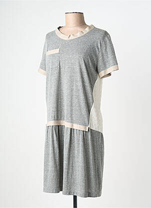 Rochie midi mâneci scurte mâneci scurte gri INDI & COLD femeie
