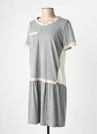 Rochie midi închidere cu fermoar la spate mâneci scurte gri INDI & COLD femeie
