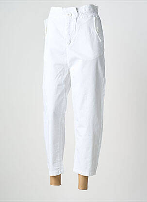 Pantalon 7/8 țesătură poplin mărime normală alb PAN femeie