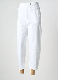 Pantalon 7/8 țesătură poplin mărime normală alb PAN femme