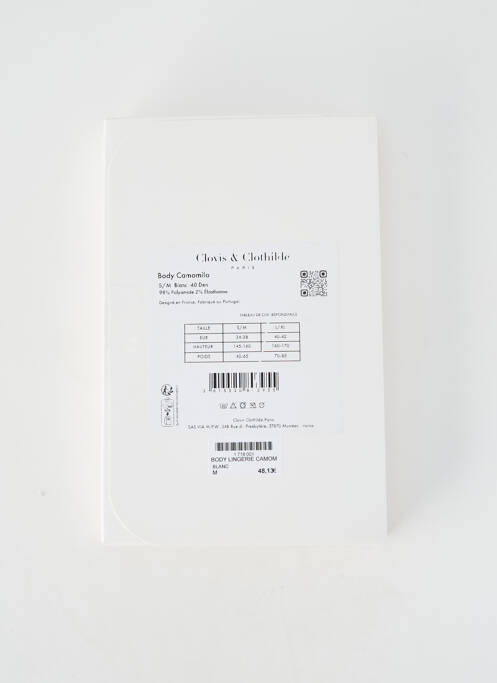 Body de lenjerie elasticitate alb CLOVIS & CLOTHILDE femme