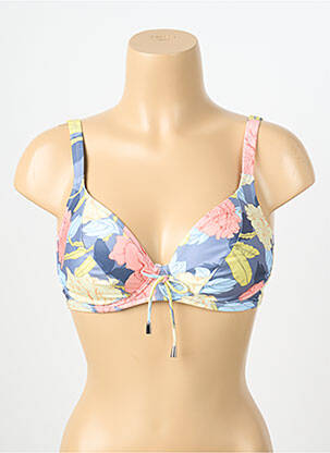 Sutien de costum de baie elasticitate sutien cupe întregi cu decolteu înalt albastru LIDEA femeie