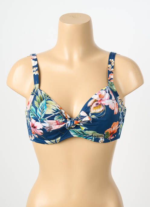 Sutien de costum de baie elasticitate sutien cupe întregi cu decolteu înalt albastru LIDEA femme