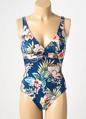 Costum de baie dintr-o singură piesă efect material satinat top sutien modelat albastru LIDEA femme