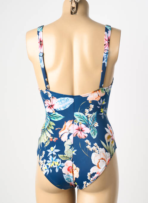 Costum de baie dintr-o singură piesă efect material satinat top sutien modelat albastru LIDEA femme