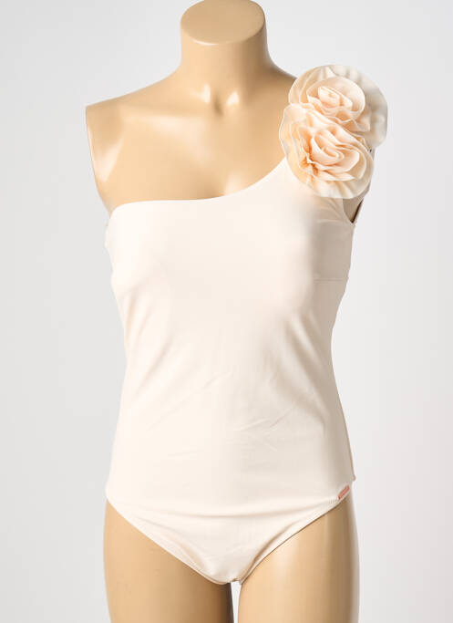 Costum de baie dintr-o singură piesă efect material satinat sutien cu susținere înaltă și burete detașabil bej YSABEL MORA femme