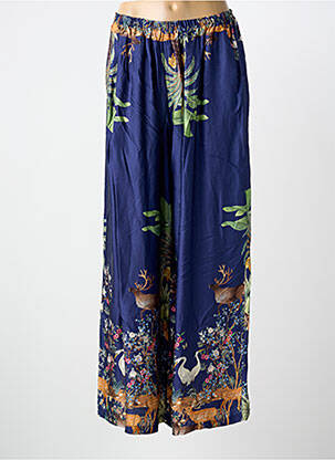 Pantalon larg talie cu cleme mărime normală albastru C'MELODIE femeie