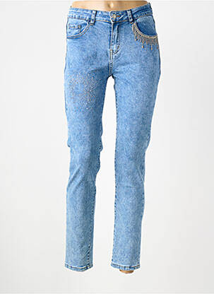 Blugi cu croială slim elasticitate mărime normală albastru FASHION JEANS femeie