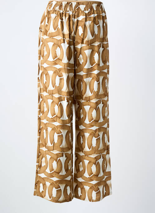 Pantalon larg țesătură crep mărime normală maro CHRISTY femme