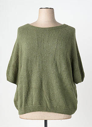 Pulover croială dreaptă mâneci 3/4 verde C'MELODIE femeie