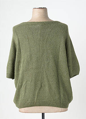 Pulover croială dreaptă mâneci 3/4 verde C'MELODIE femeie