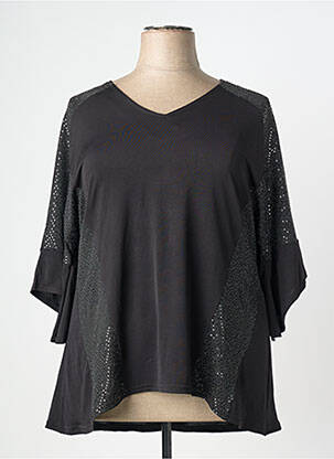 Tricou croială dreaptă mâneci scurte negru VETISTYLE femeie