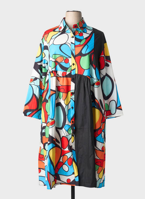 Rochie midi imprimeu fantezie mâneci lungi albastru NESLAY femme