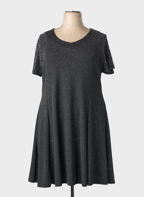 Rochie midi mâneci scurte mâneci scurte negru VETISTYLE femme