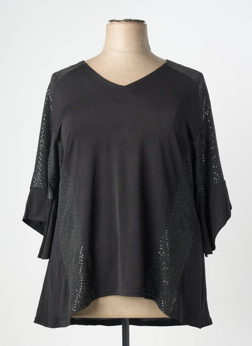 Tricou croială dreaptă mâneci scurte negru VETISTYLE femme