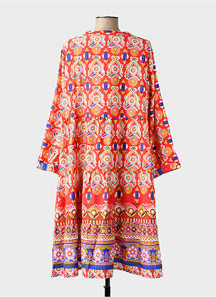 Rochie midi imprimeu fantezie mâneci lungi roșu WORLD FASHION femme