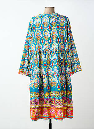 Rochie midi imprimeu fantezie mâneci lungi albastru WORLD FASHION femeie