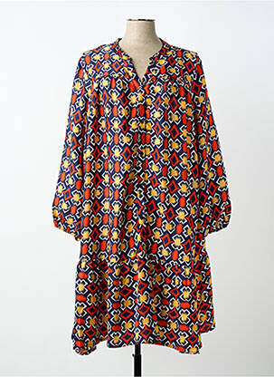 Rochie midi imprimeu fantezie mâneci lungi albastru WORLD FASHION femeie