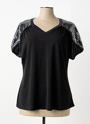 Top elasticitate mâneci scurte negru VETISTYLE femeie