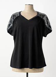 Top elasticitate mâneci scurte negru VETISTYLE femme