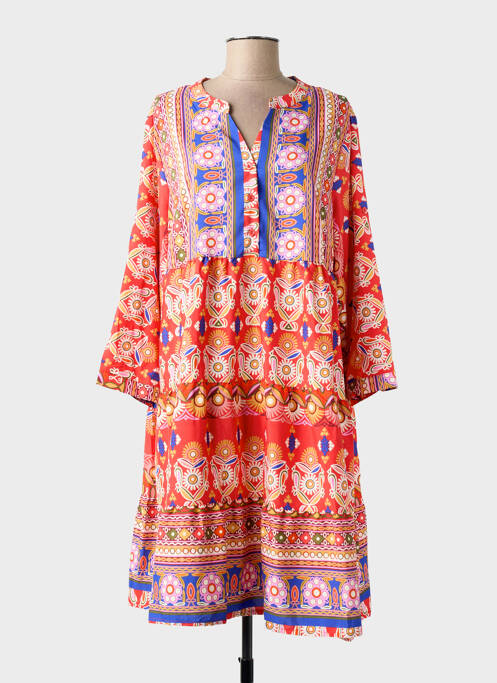 Rochie midi imprimeu fantezie mâneci lungi roșu WORLD FASHION femme