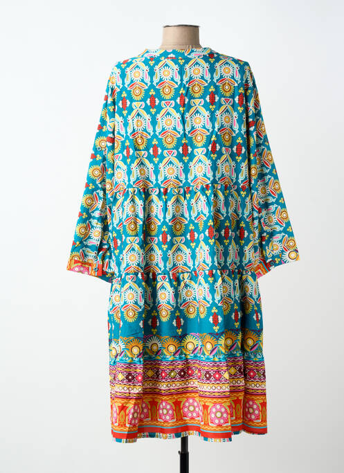 Rochie midi imprimeu fantezie mâneci lungi albastru WORLD FASHION femme
