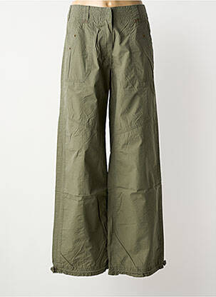 Pantalon larg țesătură poplin mărime normală verde PHILDAR femeie