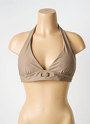 Sutien de costum de baie elasticitate top sutien modelat bej HIBIKINI femeie