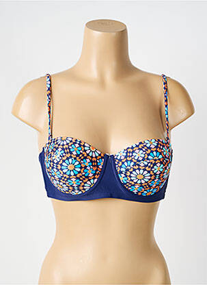 Sutien de costum de baie elasticitate sutien balconet cu decolteu înalt albastru RAE femeie