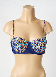 Sutien de costum de baie elasticitate sutien balconet cu decolteu înalt albastru RAE femme
