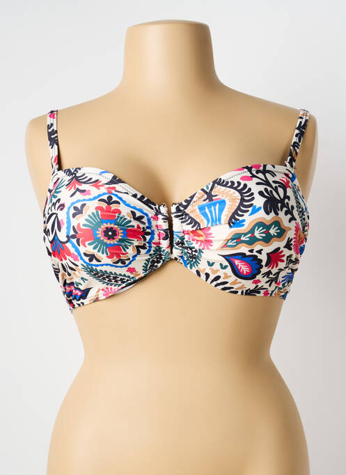 Sutien de costum de baie elasticitate sutien cupe întregi cu decolteu înalt alb LAGON BLEU femme