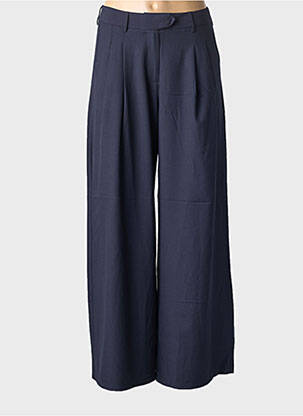 Pantalon larg țesătură crep talie înaltă albastru MOLLY BRACKEN femeie