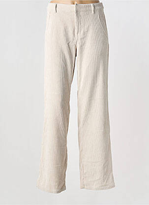 Pantalon larg talie cu cleme talie înaltă bej CREAM femeie