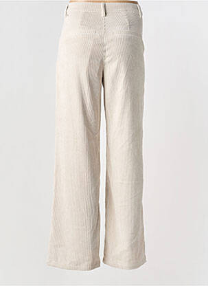 Pantalon larg talie cu cleme talie înaltă bej CREAM femeie
