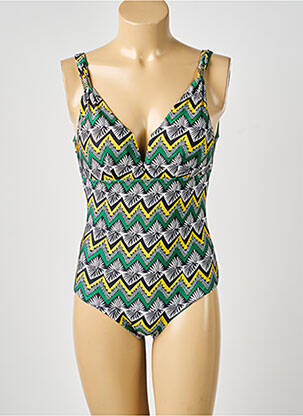 Costum de baie dintr-o singură piesă efect material satinat top sutien modelat verde VIOLETTA femme