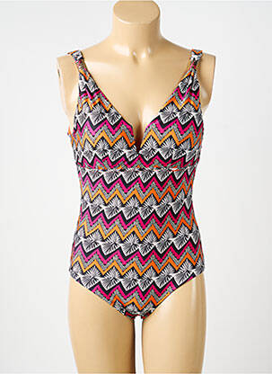 Costum de baie dintr-o singură piesă efect material satinat top sutien modelat portocaliu VIOLETTA femeie