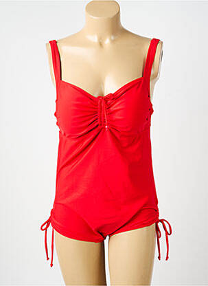Costum de baie dintr-o singură piesă efect material satinat top sutien modelat roșu FEI femeie