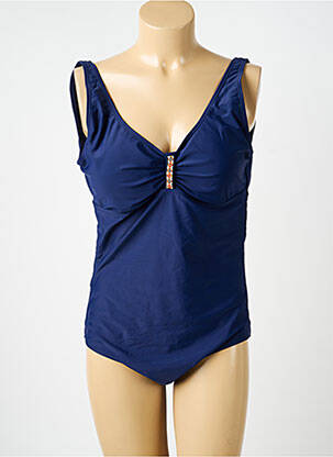 Costum de baie dintr-o singură piesă efect material satinat top sutien modelat albastru KATIA femme