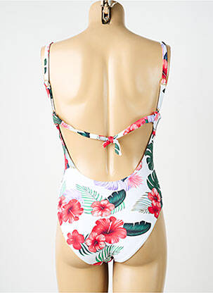 Costum de baie dintr-o singură piesă efect material satinat top sutien modelat alb VIDOYA femeie