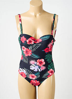Costum de baie dintr-o singură piesă efect material satinat top sutien modelat negru VIDOYA femeie