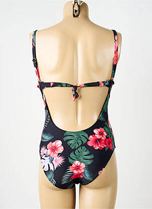 Costum de baie dintr-o singură piesă efect material satinat top sutien modelat negru VIDOYA femeie