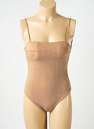 Costum de baie dintr-o singură piesă efect material satinat top sutien modelat bej L. BEACH femeie