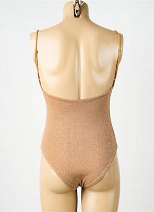 Costum de baie dintr-o singură piesă efect material satinat top sutien modelat bej L. BEACH femeie