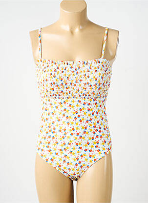 Costum de baie dintr-o singură piesă efect material satinat top sutien modelat galben MERMAID femme