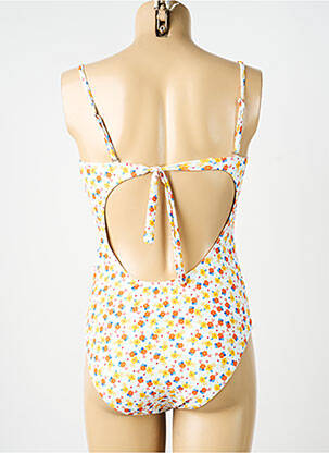 Costum de baie dintr-o singură piesă efect material satinat top sutien modelat galben MERMAID femeie