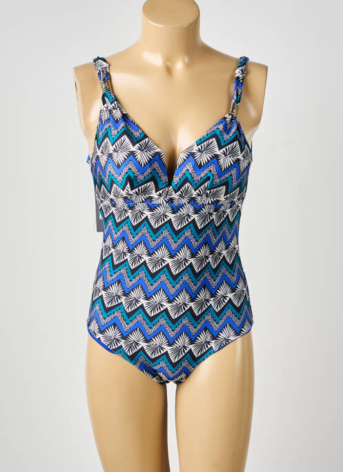 Costum de baie dintr-o singură piesă efect material satinat top sutien modelat albastru VIOLETTA femme