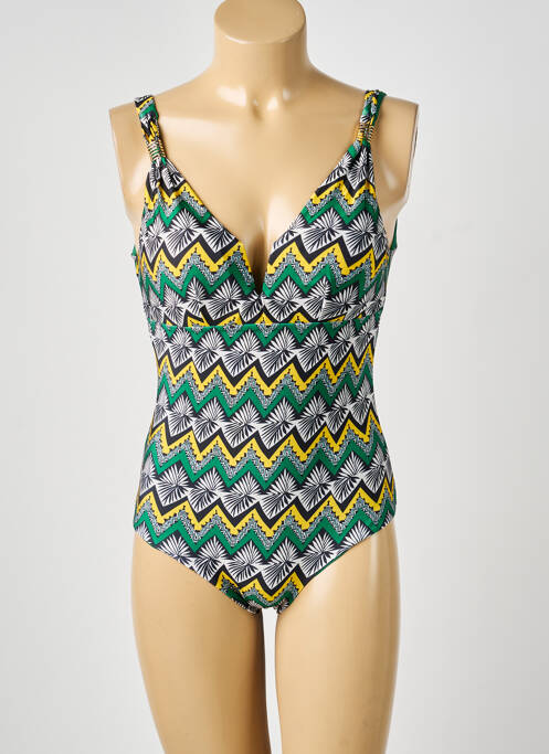 Costum de baie dintr-o singură piesă efect material satinat top sutien modelat verde VIOLETTA femme