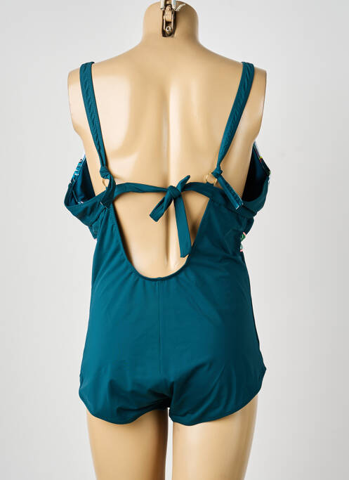 Costum de baie dintr-o singură piesă efect material satinat top sutien modelat verde FEI femme