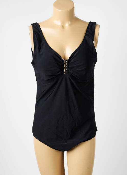 Costum de baie dintr-o singură piesă efect material satinat top sutien modelat negru KATIA femme